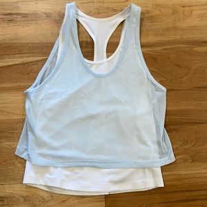 Blue mesh white work out top from addias